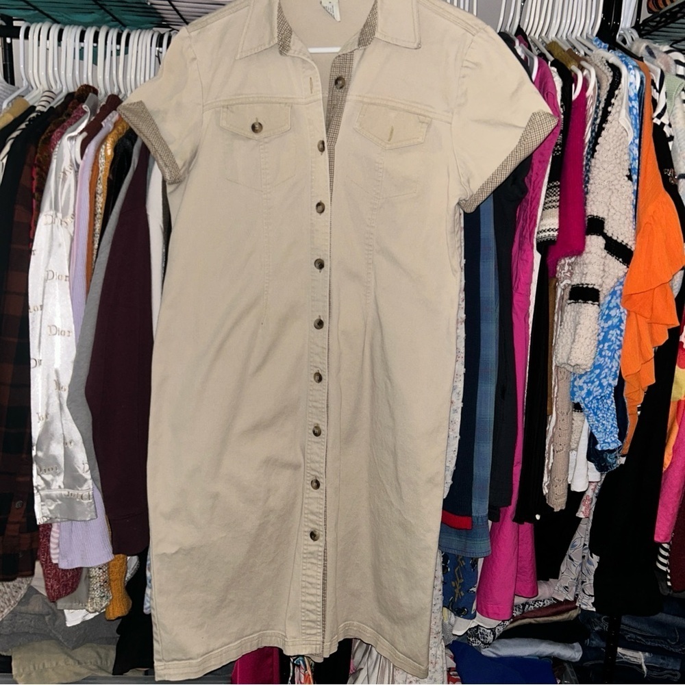 Duck Head Beige Button-Down Dress